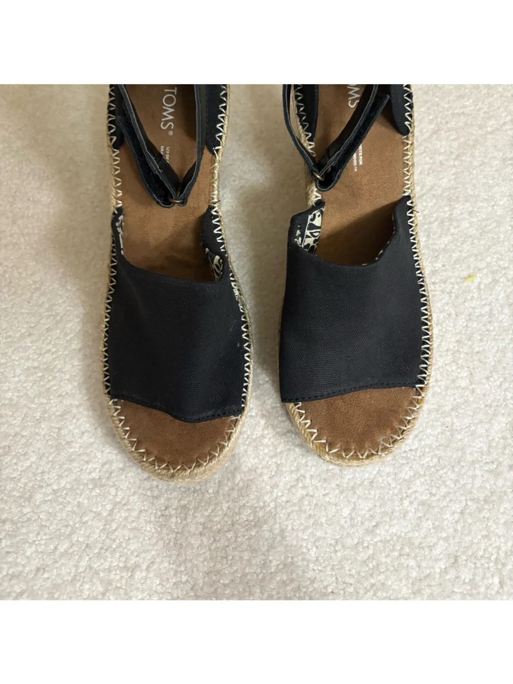 NWOT TOMS Marisol Wedge Espadrilles Black  Size 6 M